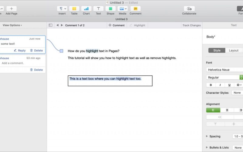 Come evidenziare il testo nelle pagine su Mac e iOS