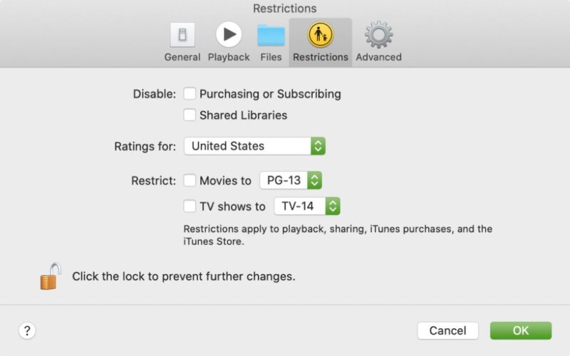 Come impostare le restrizioni nelle app Musica e TV su Mac
