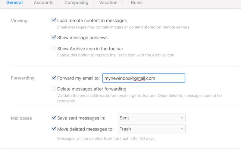 Come impostare l'inoltro delle e-mail di iCloud ad un altro indirizzo
