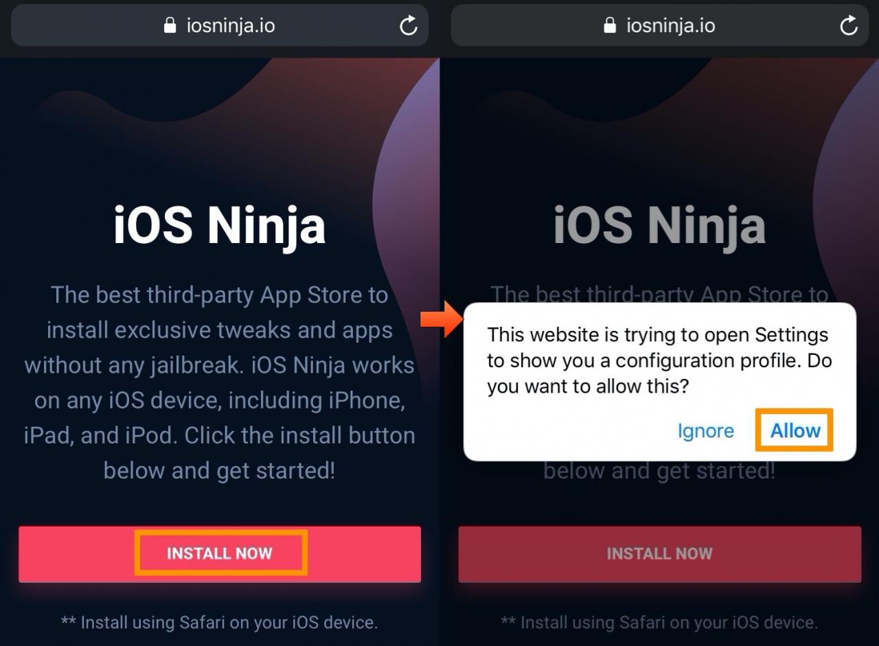 ios ninja istallare