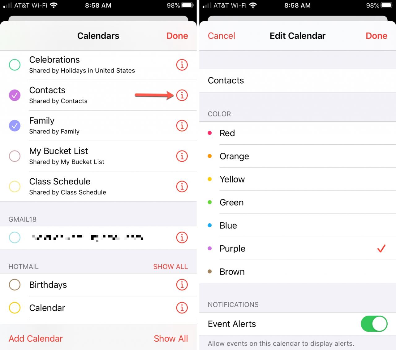 Cambiare i colori del calendario su iPhone e iPad