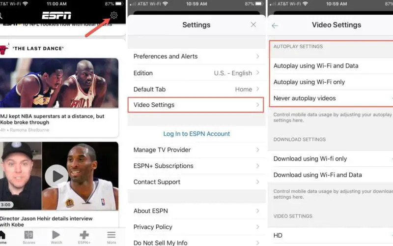 Come disattivare l'autoplay video nell'applicazione ESPN su iPhone e iPad