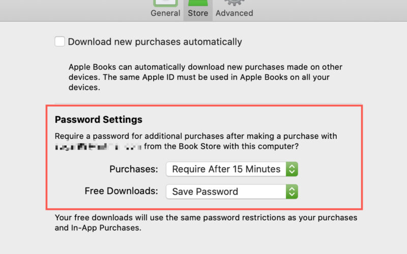 Come modificare le impostazioni della password in Apple Books