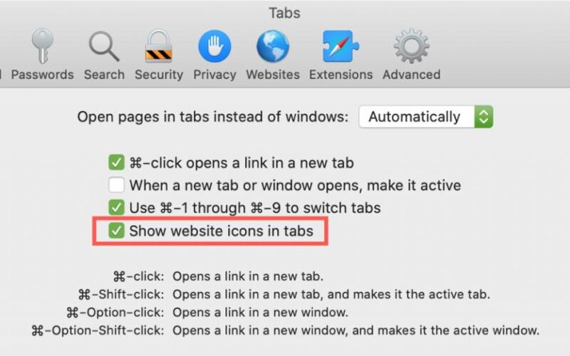 Come aggiornare le favicons del sito web in Safari su Mac