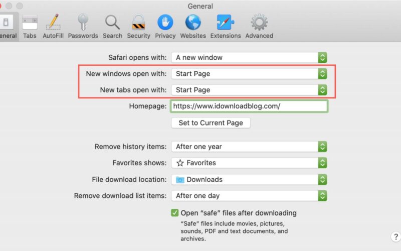 Come personalizzare la pagina iniziale di Safari su Mac