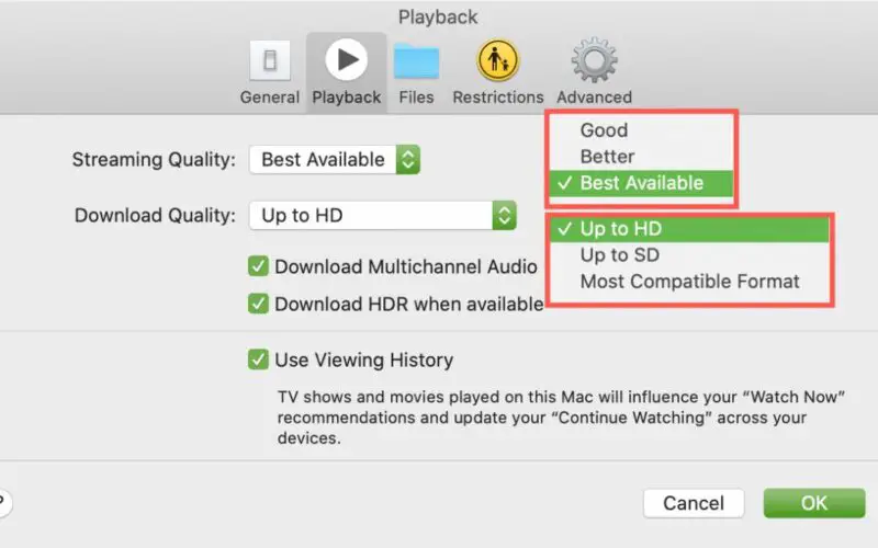 Come cambiare la qualità dello streaming e del download nell'applicazione TV