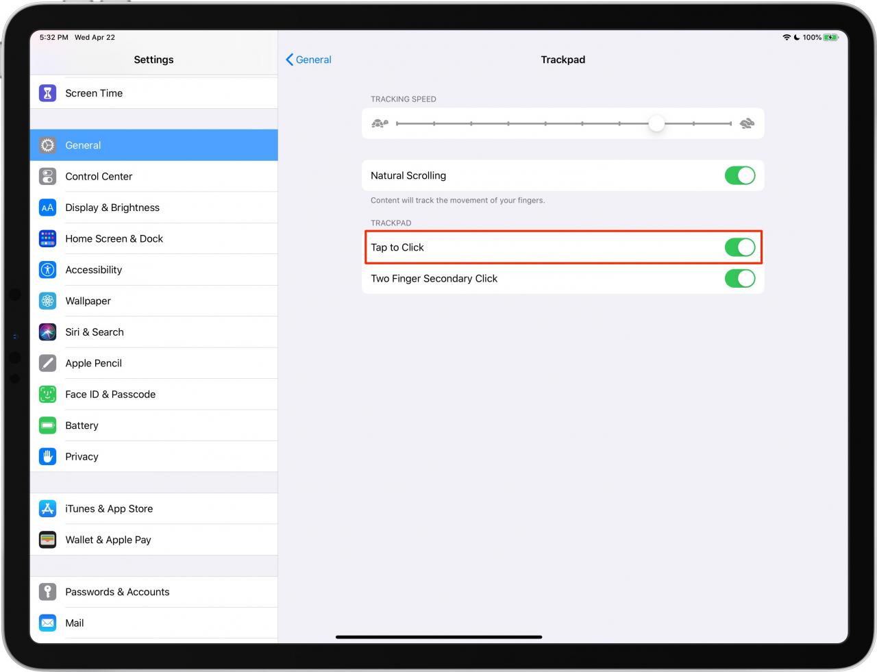 Abilitazione del clic destro in iPadOS col dito