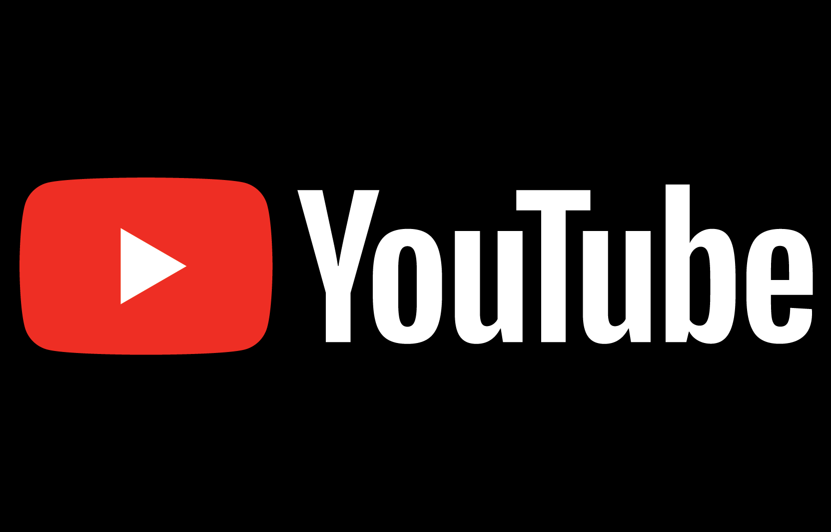 Il logo bianco di YouTube su uno sfondo completamente nero