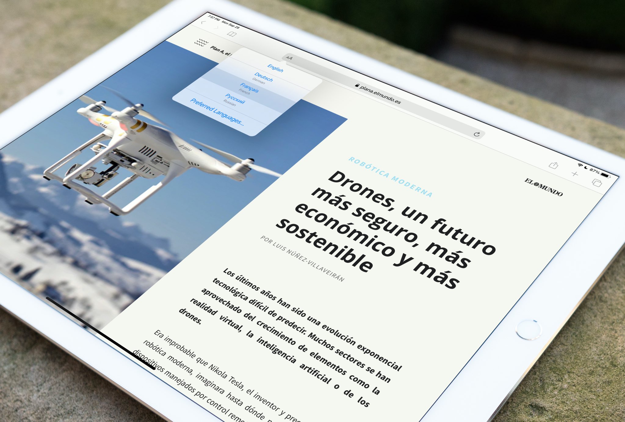 Pagina web di traduzione di Apple Safari esempio iPad immagine eroe
