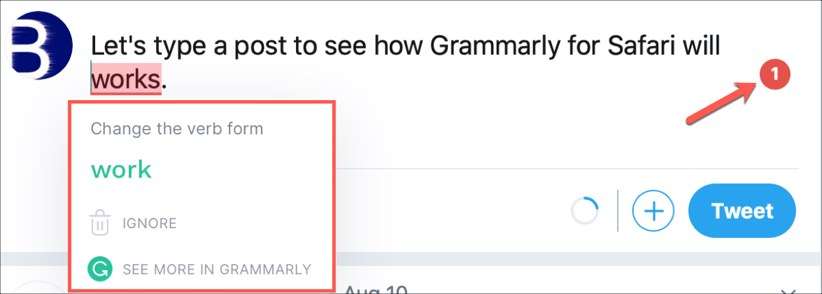 Grammatica per Safari Twitter