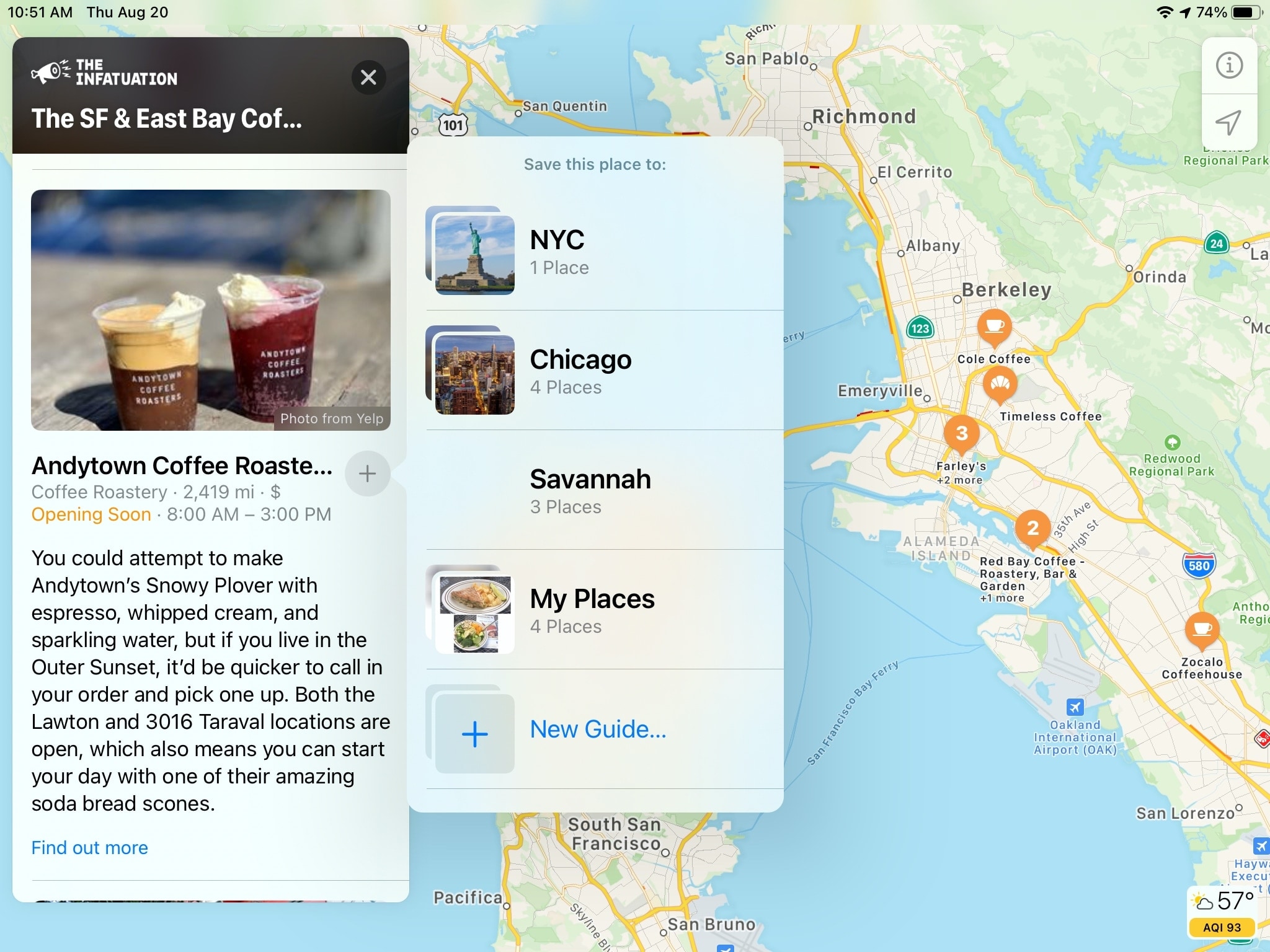 SF City Guide Coffee Shop Mappe iPad