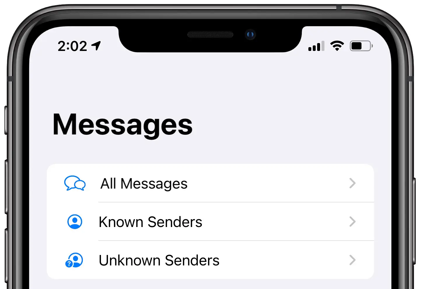 Filtro messaggi iOS 14