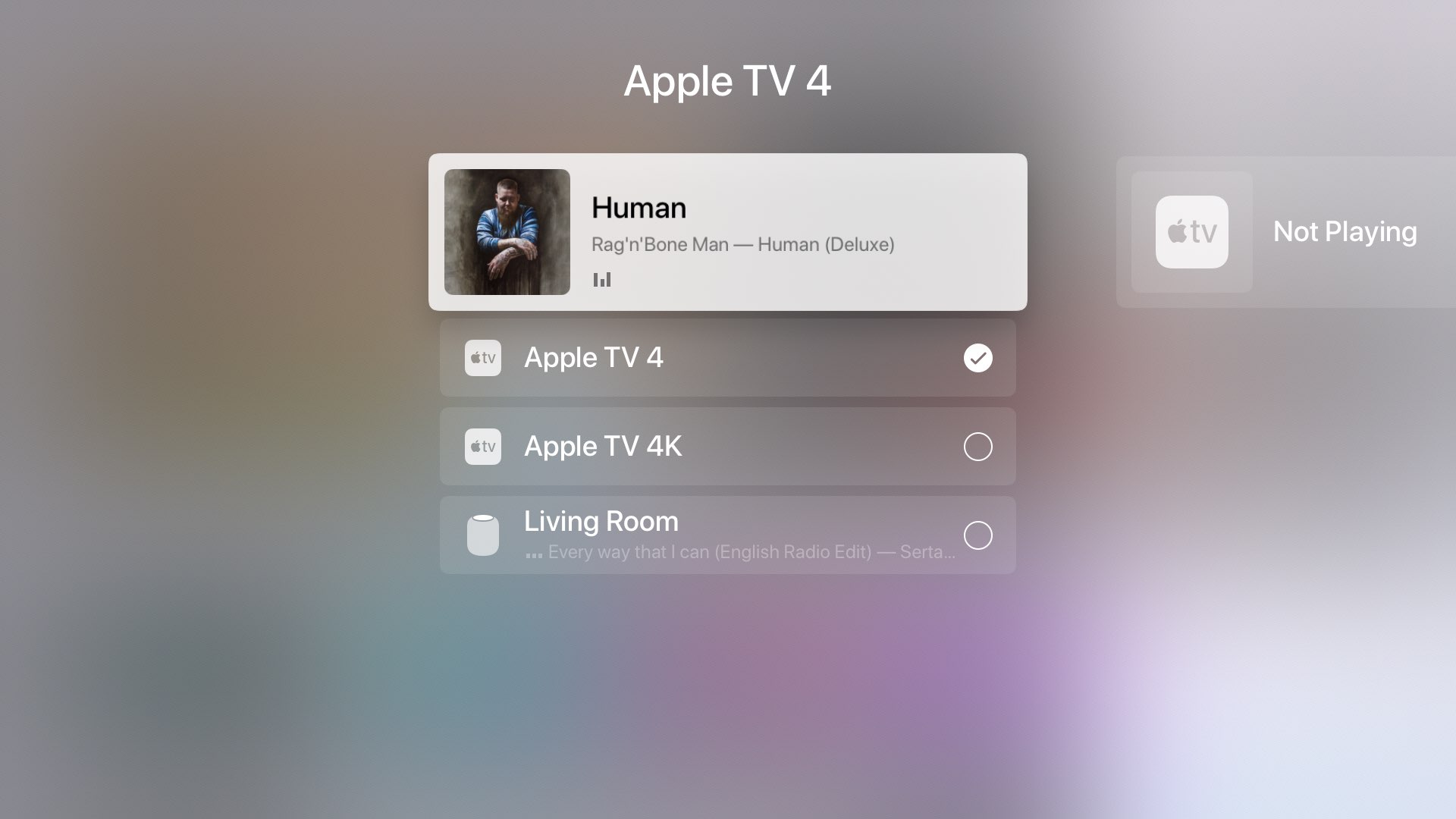 Apple TV dispone di tvOS 14 - controlli audio in Control Center