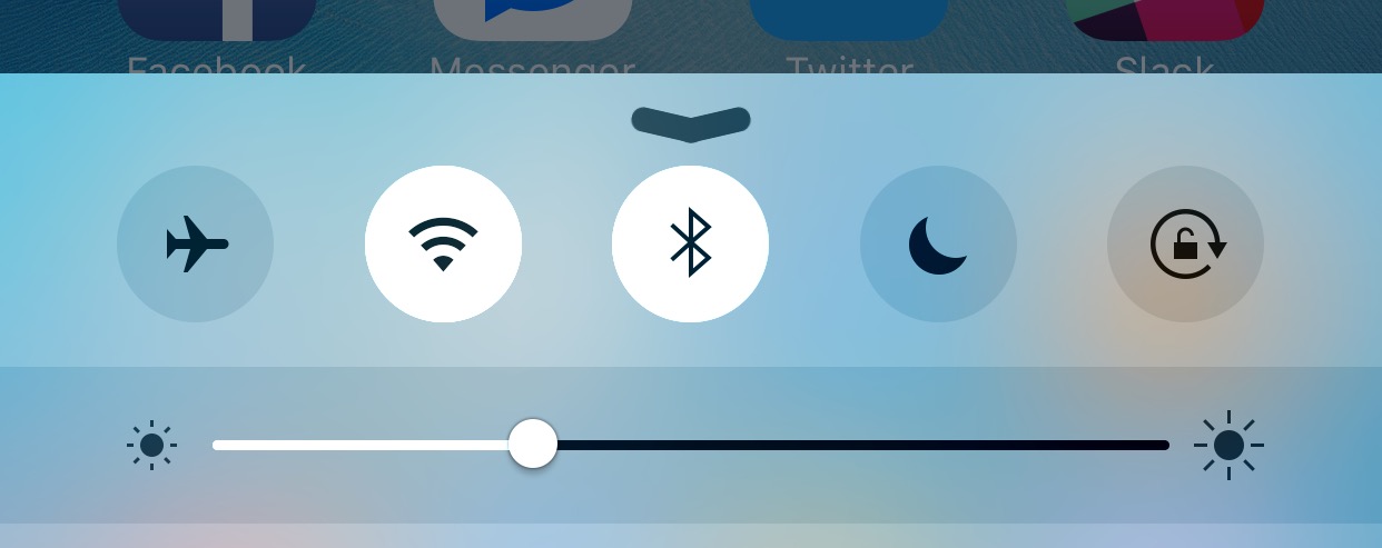 Wi-Fi attivato in Control Center in iOS