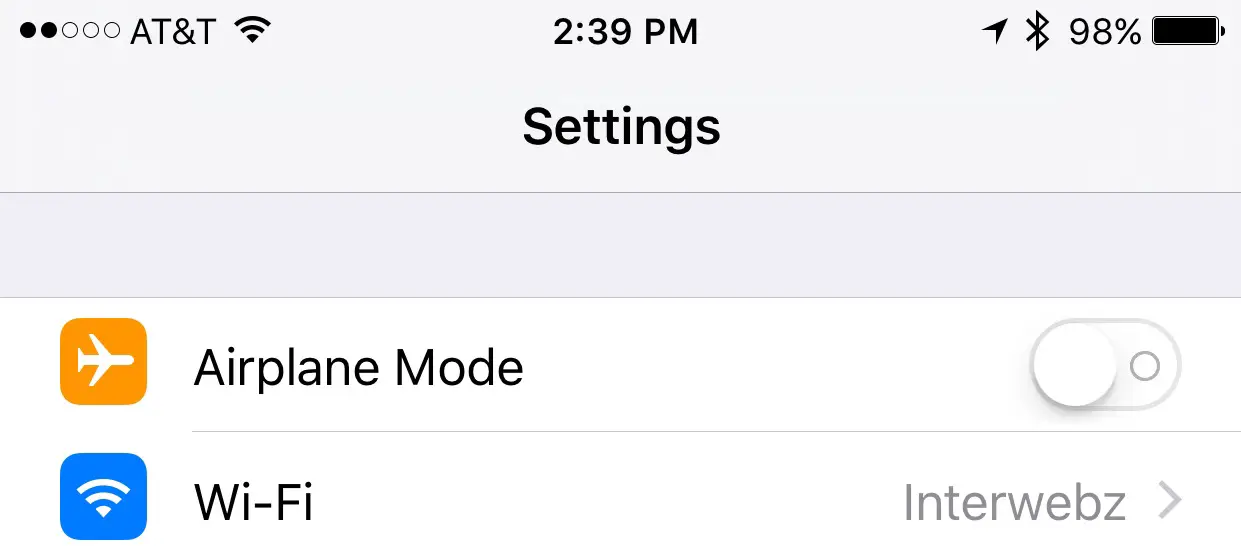 Nome della rete Wi-Fi dell'app Impostazioni iOS