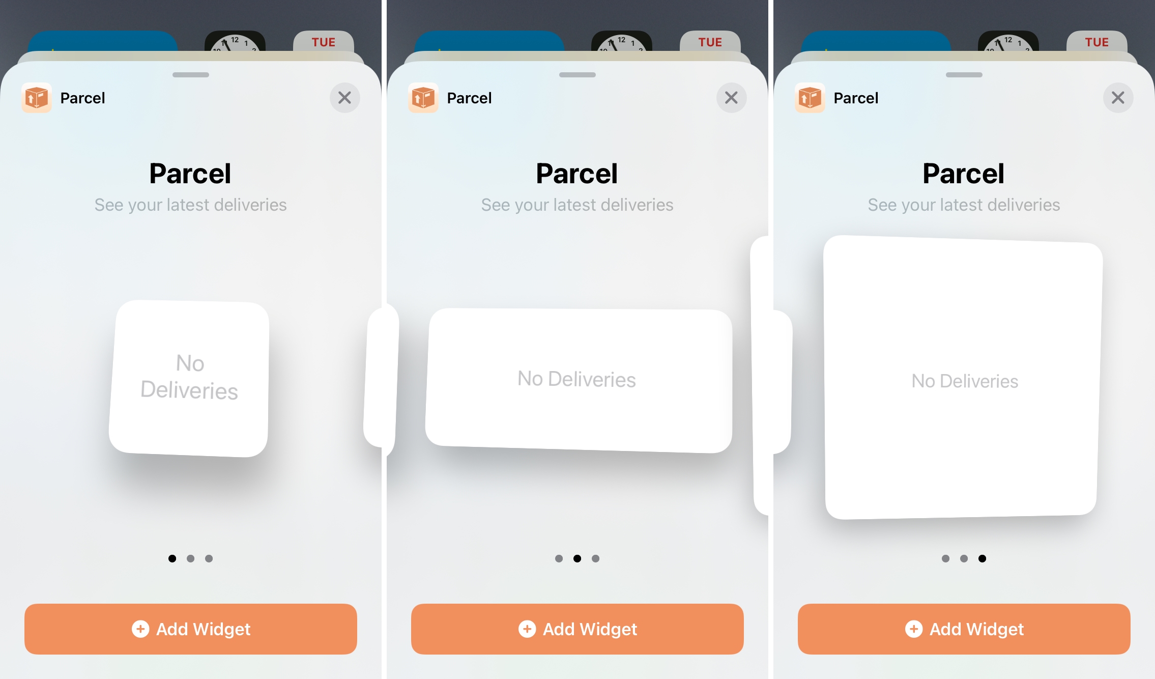 Widget della schermata iniziale dei pacchi per iPhone