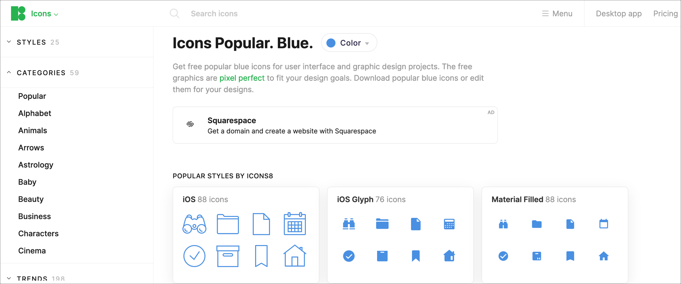 Icone8 famose icone blu