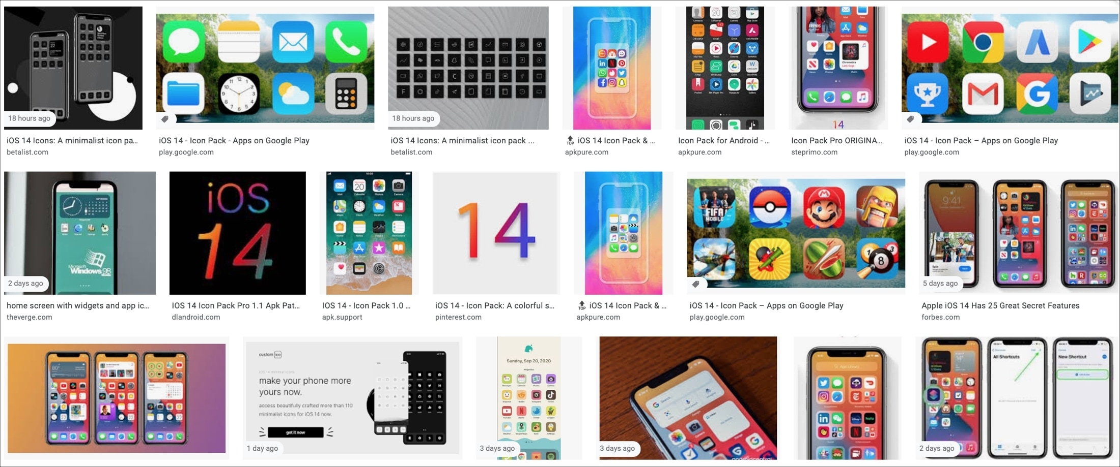 Pacchetti di icone e idee di Google Immagini iOS 14