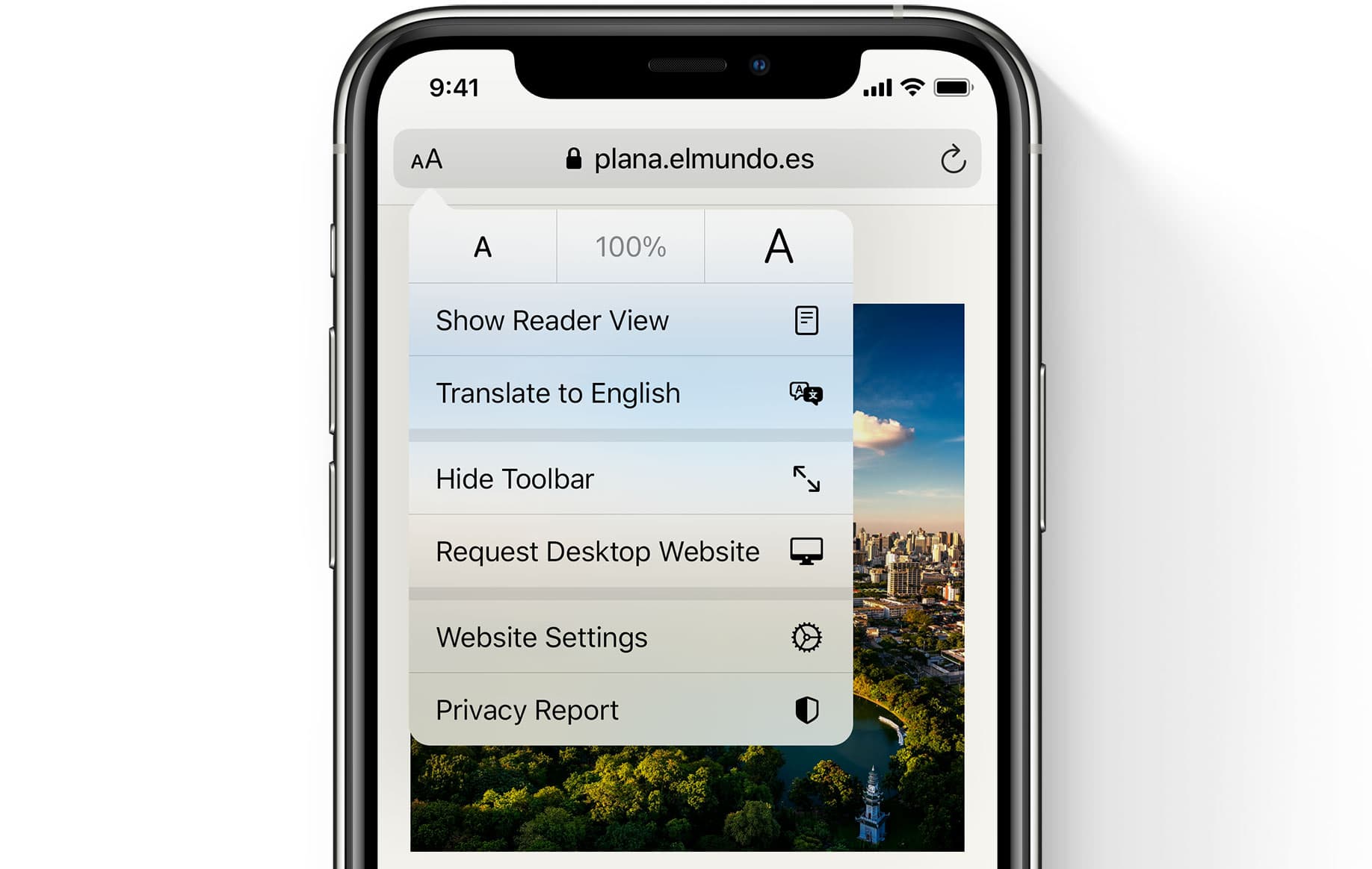 Pagina web di traduzione di Apple Safari iPhone
