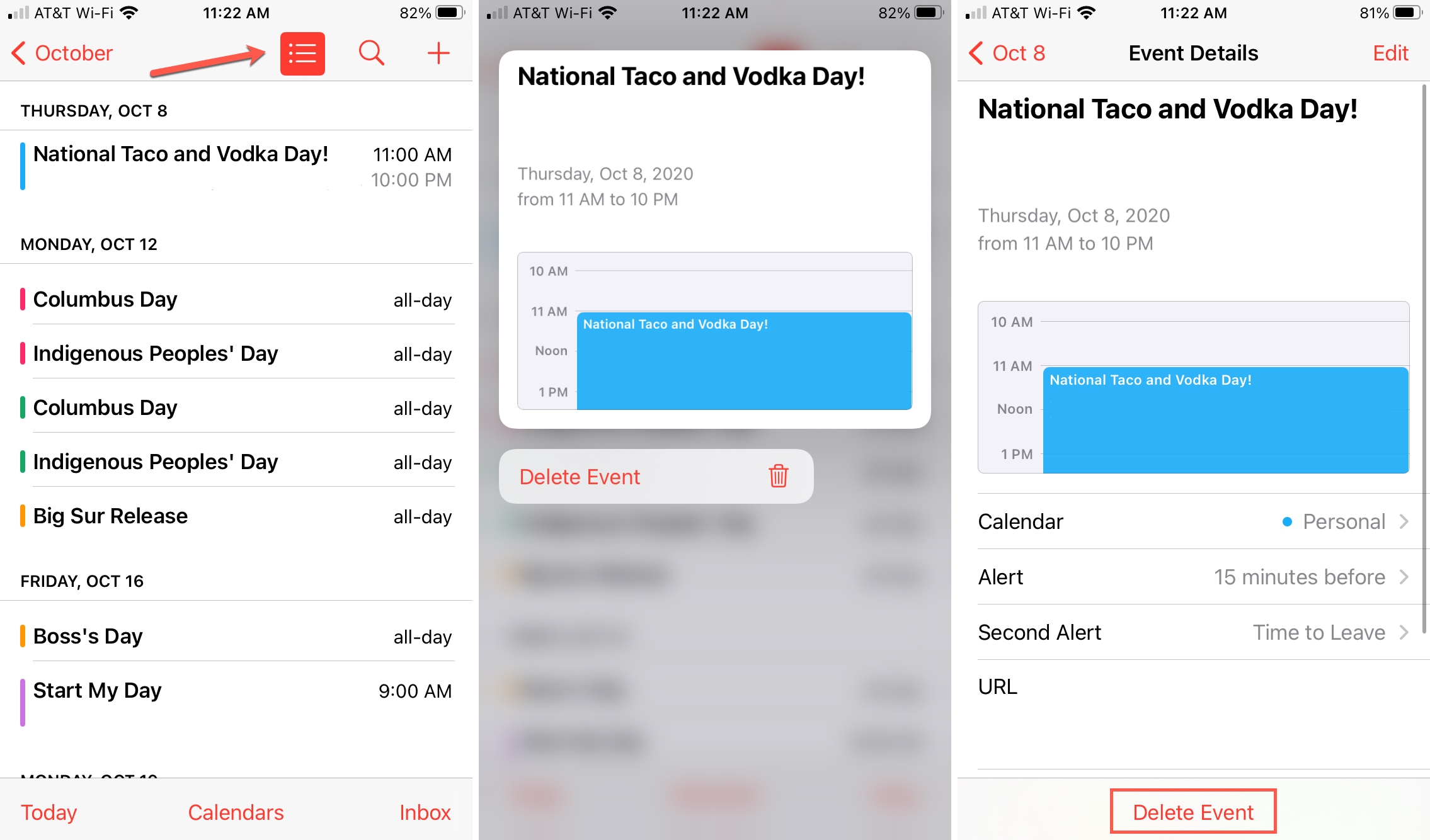 Elimina l'evento di Facebook dal calendario di iPhone