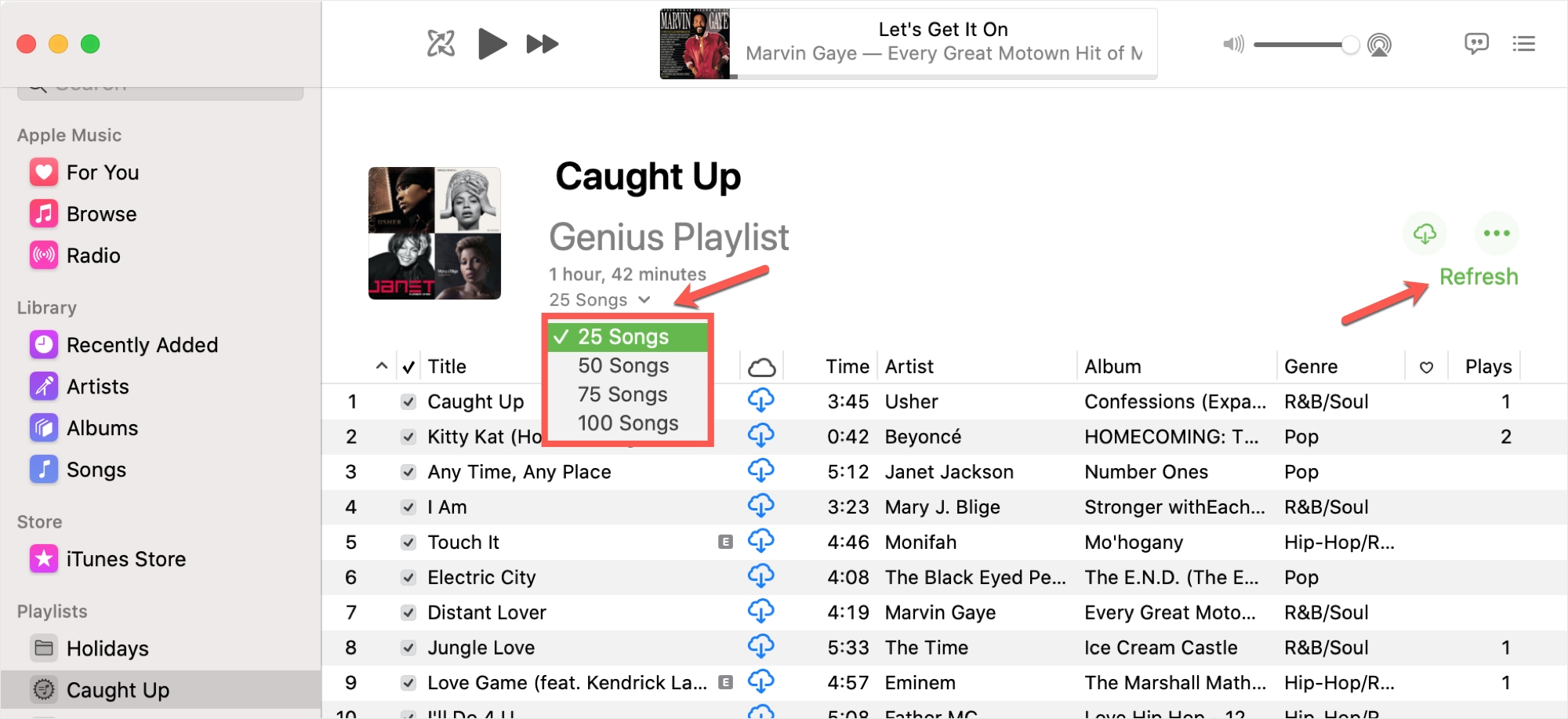 Modifica una playlist Genius in Musica su Mac