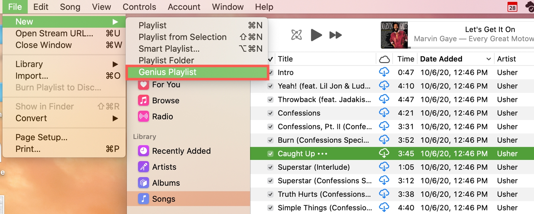 Nuova playlist Genius in Musica su Mac