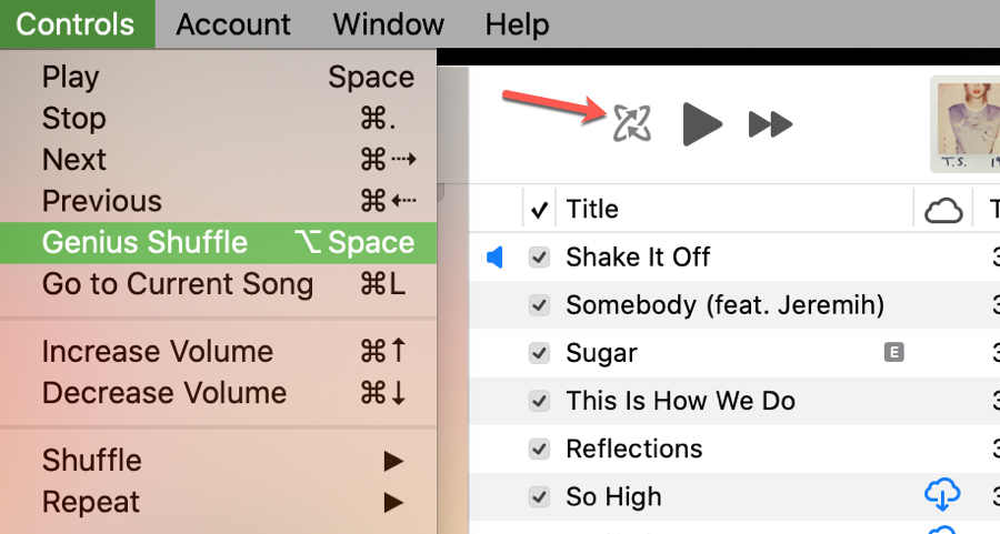 Genius Shuffle in Musica su Mac