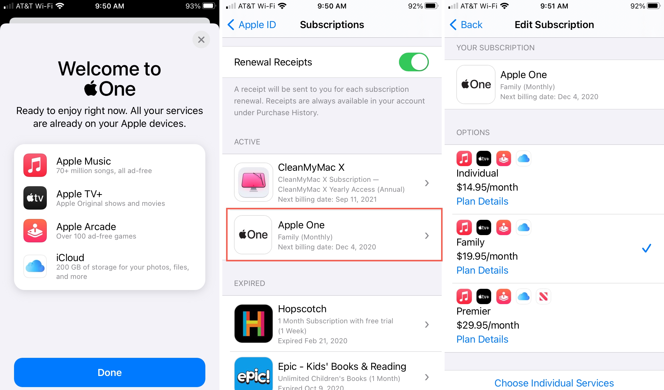 Abbonamenti con piano Apple One