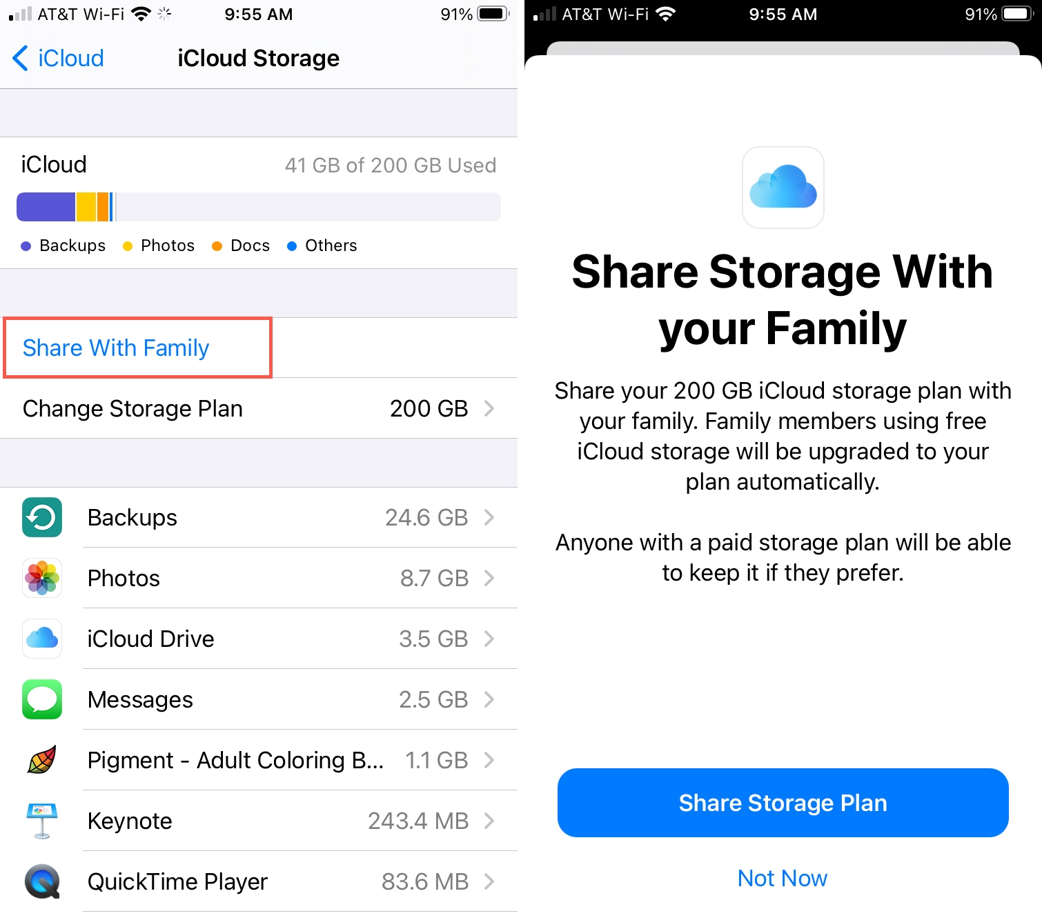 Condividi con la famiglia l'Apple One Storage