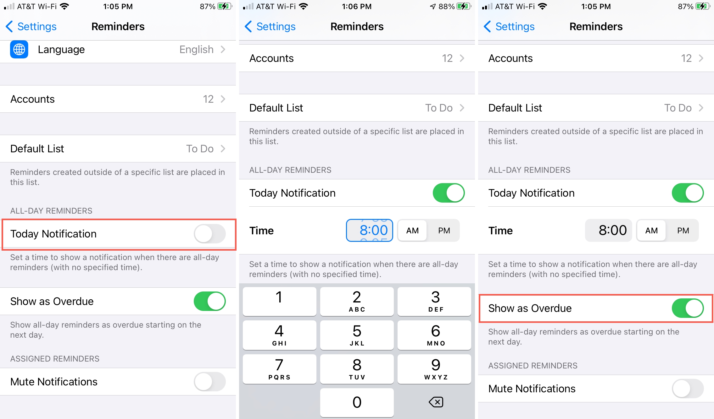 Imposta l'ora per i promemoria All Day Alert su iPhone