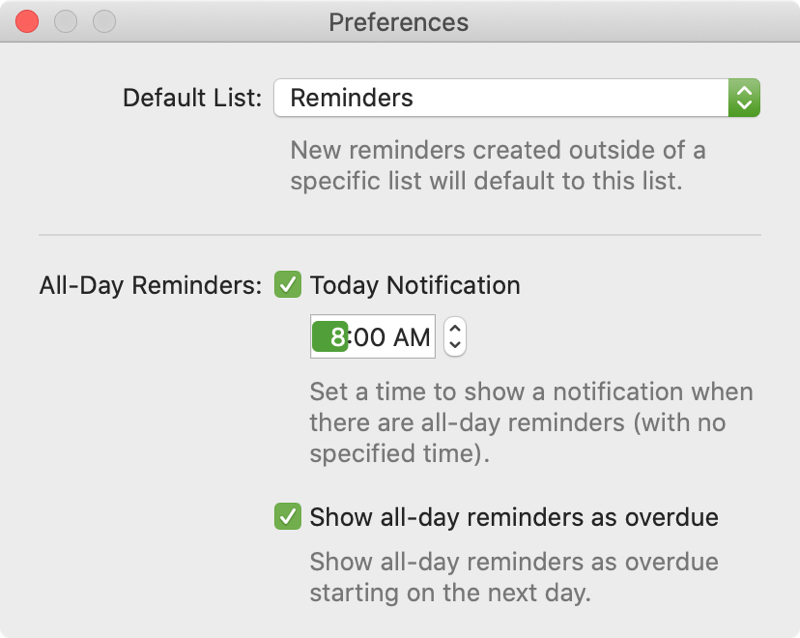 Imposta l'ora per i promemoria All Day Alert su Mac