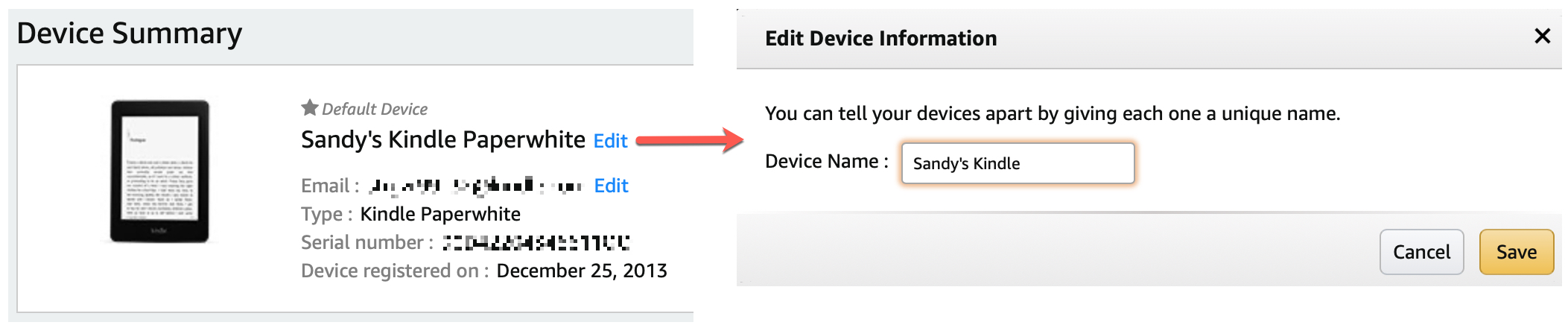 Cambia il nome del dispositivo Kindle su Amazon