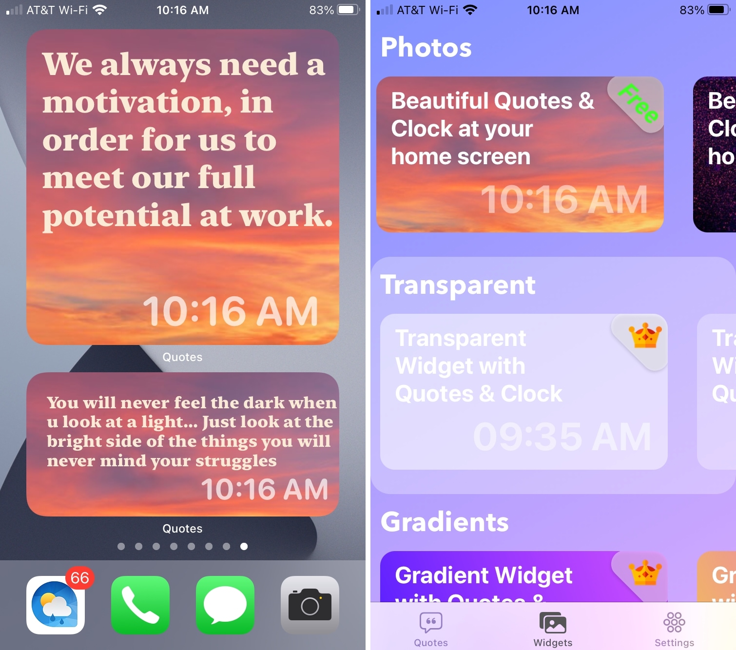 Quotazioni widget per la schermata iniziale su iPhone