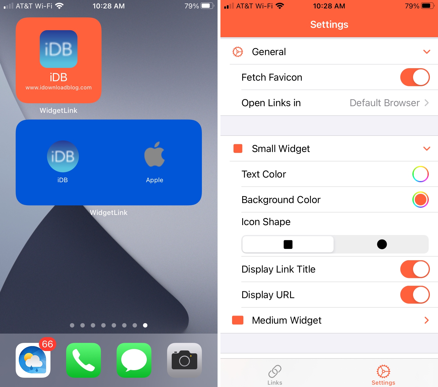 WidgetLink su iPhone