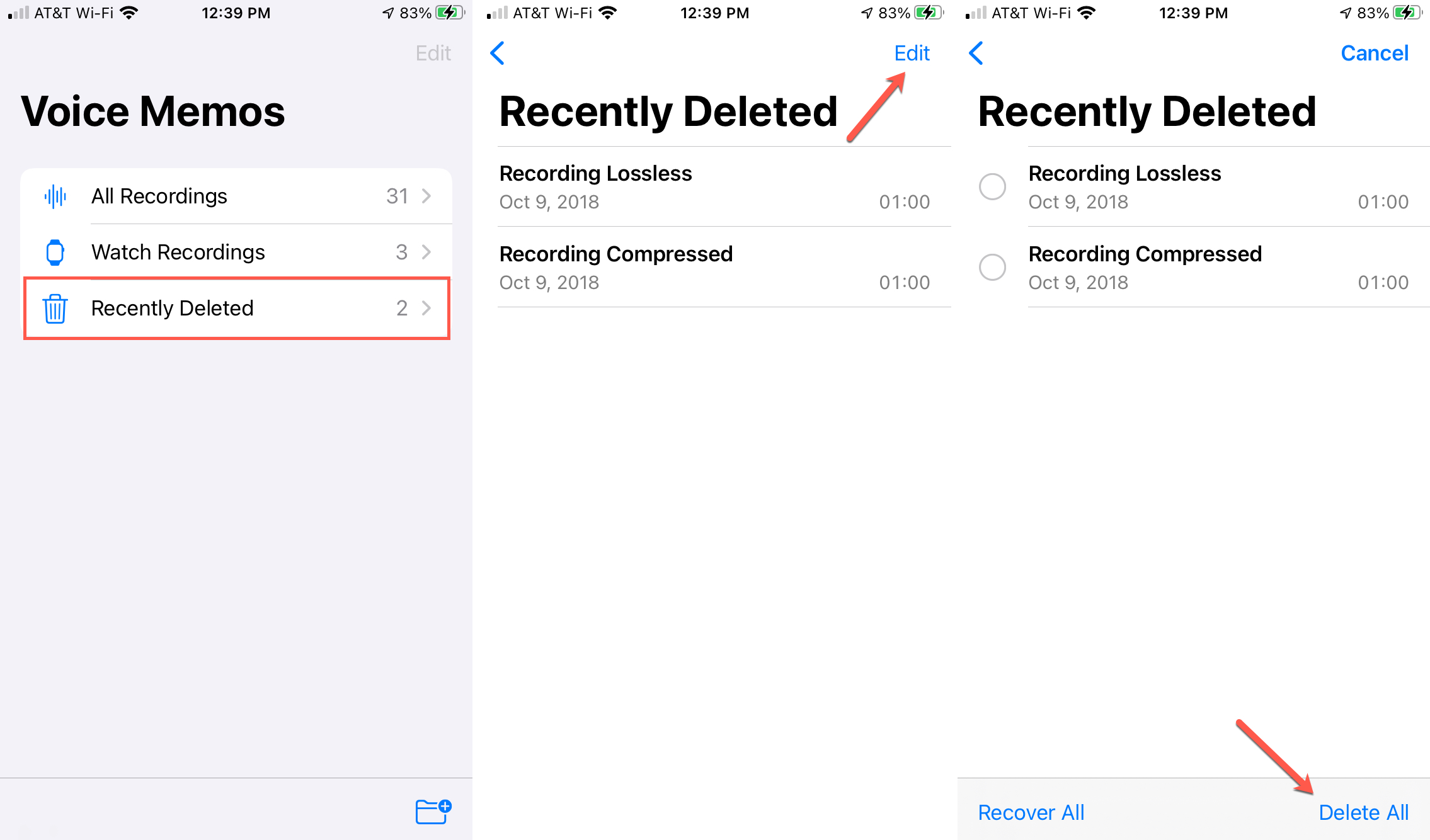 Elimina tutti i memo vocali eliminati di recente su iPhone