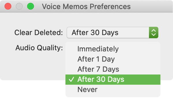 Cancella memo vocali cancellati su Mac