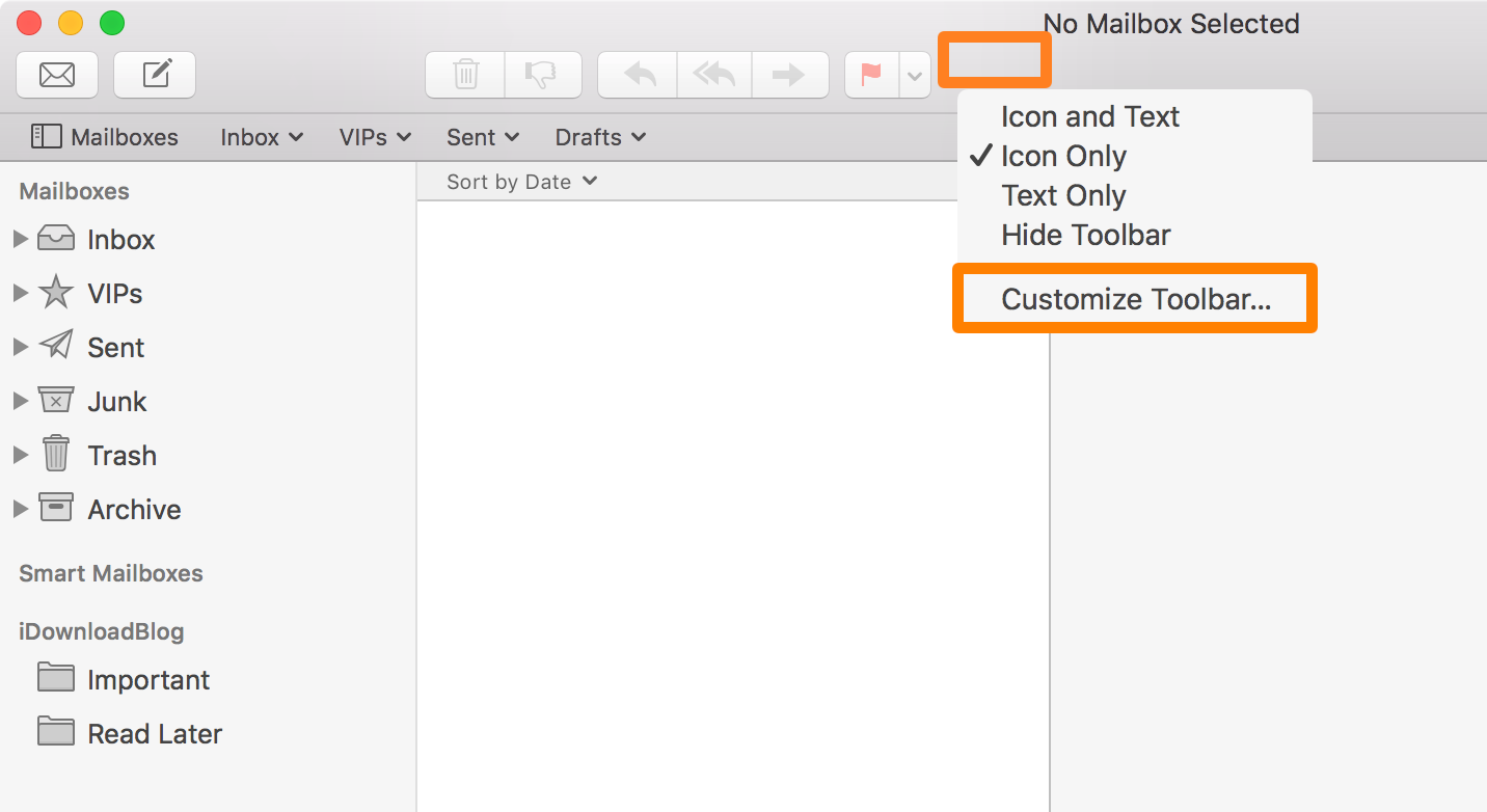 Personalizza la barra degli strumenti di Mac Mail