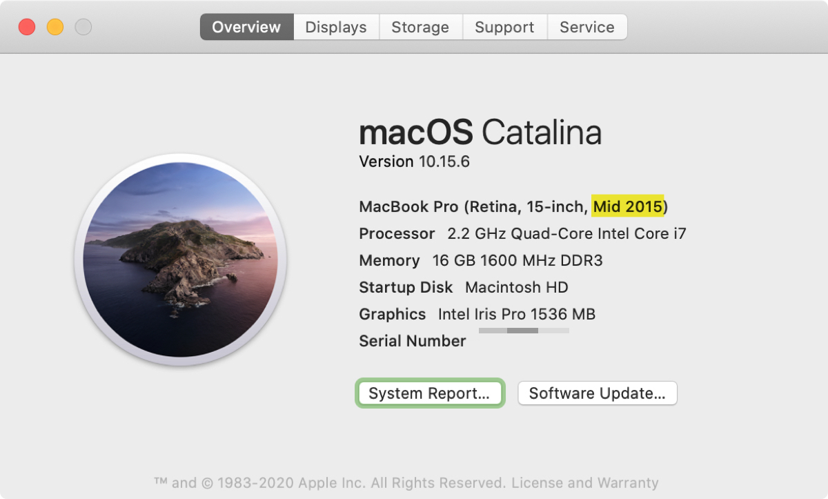 Informazioni sull'età dello schermo di questo Mac