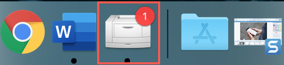 Icona della stampante con badge rosso nel Dock