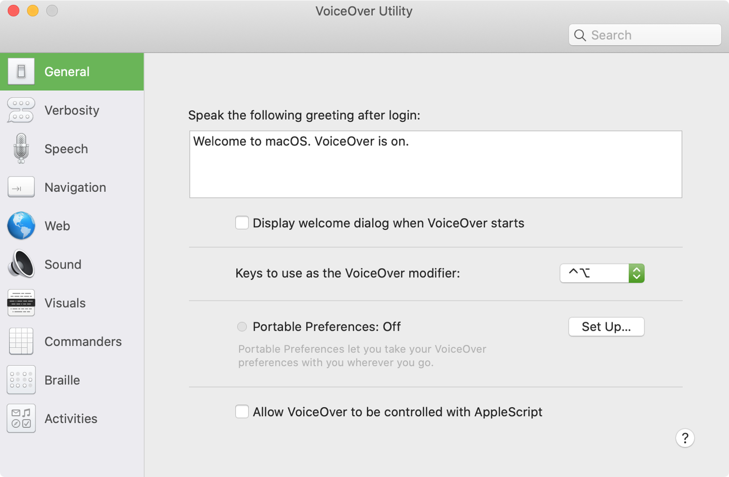 Utilità VoiceOver per macOS