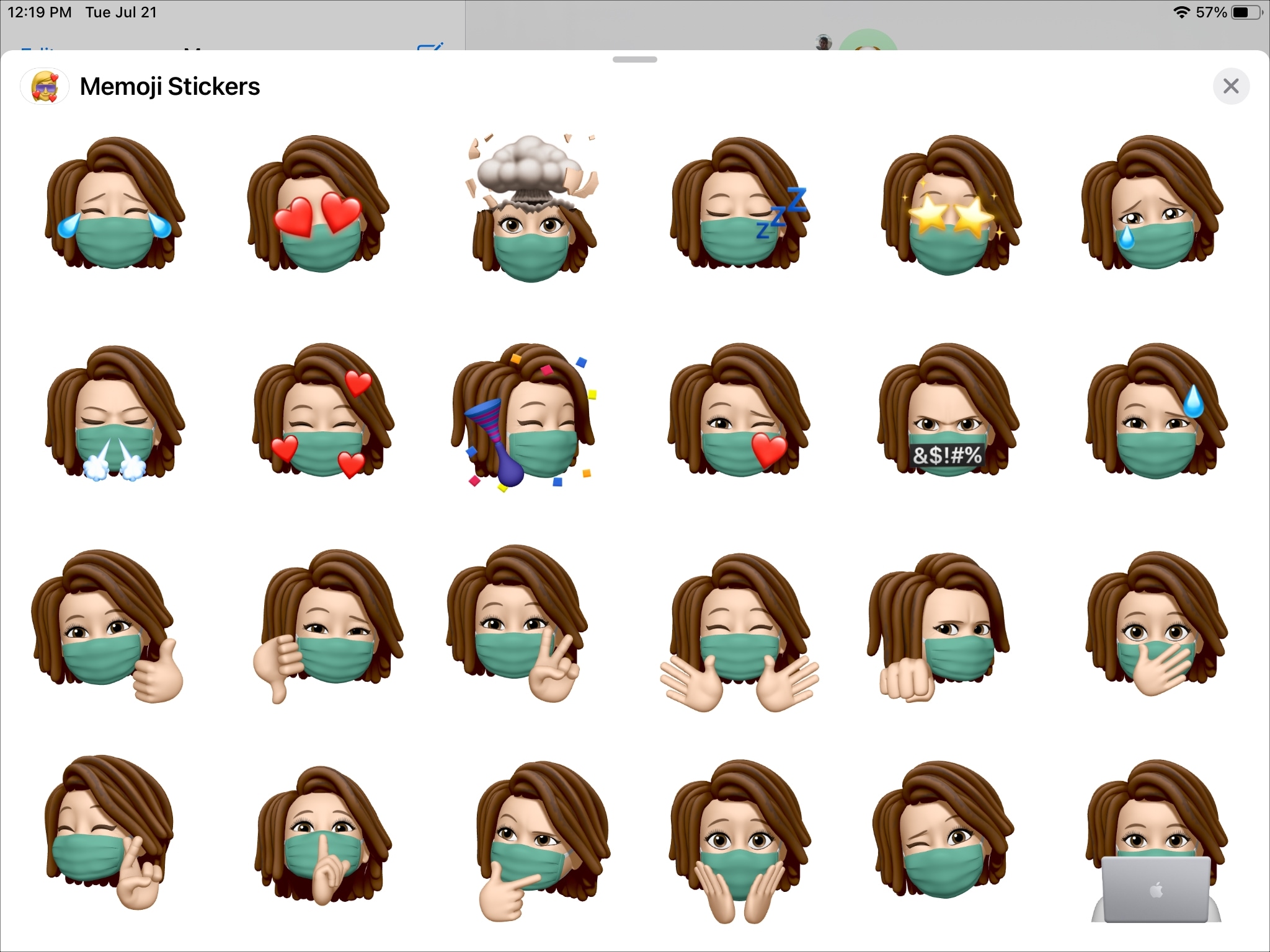 Memoji con copertura del viso su iPad