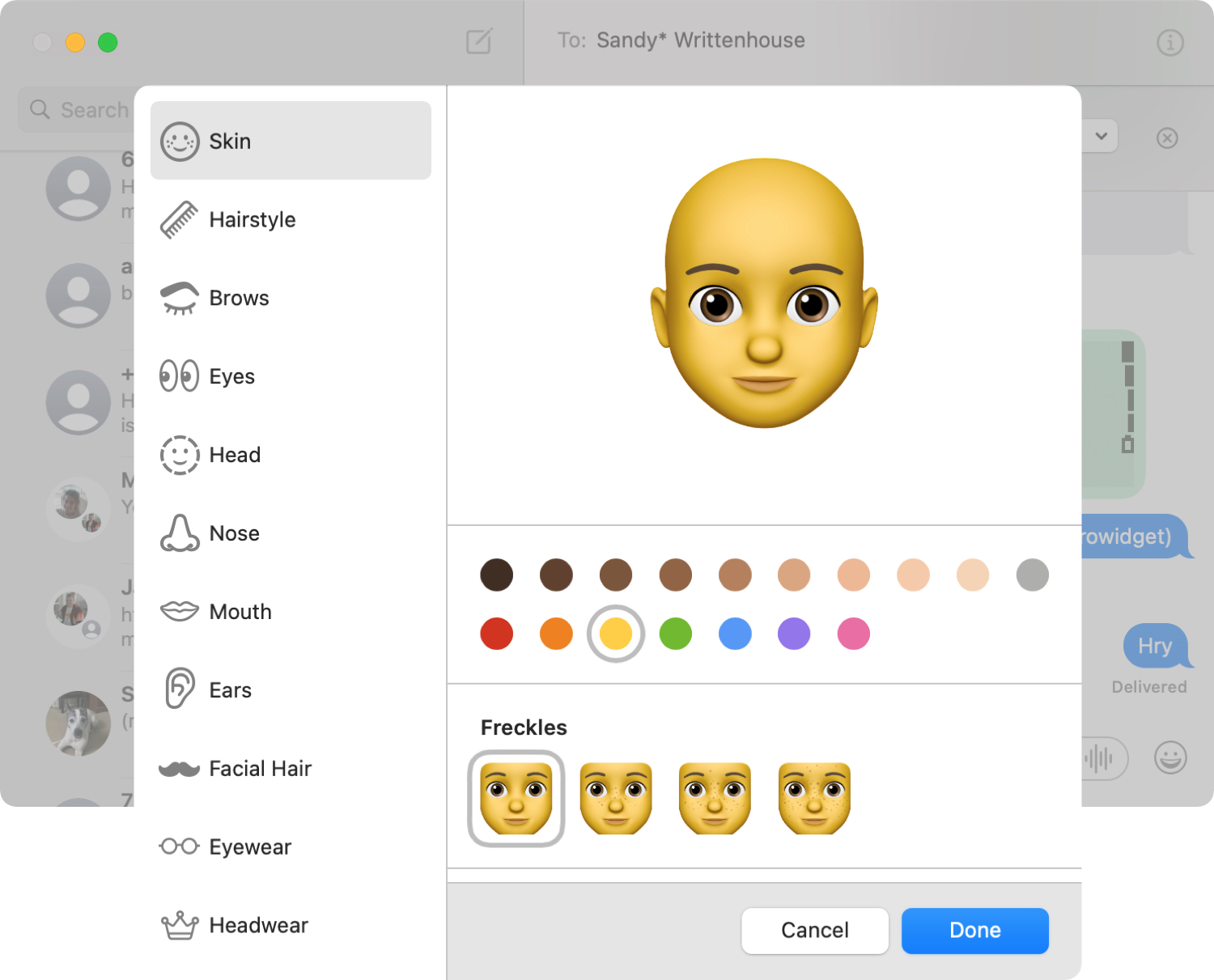 I messaggi Mac creano nuovi Memoji