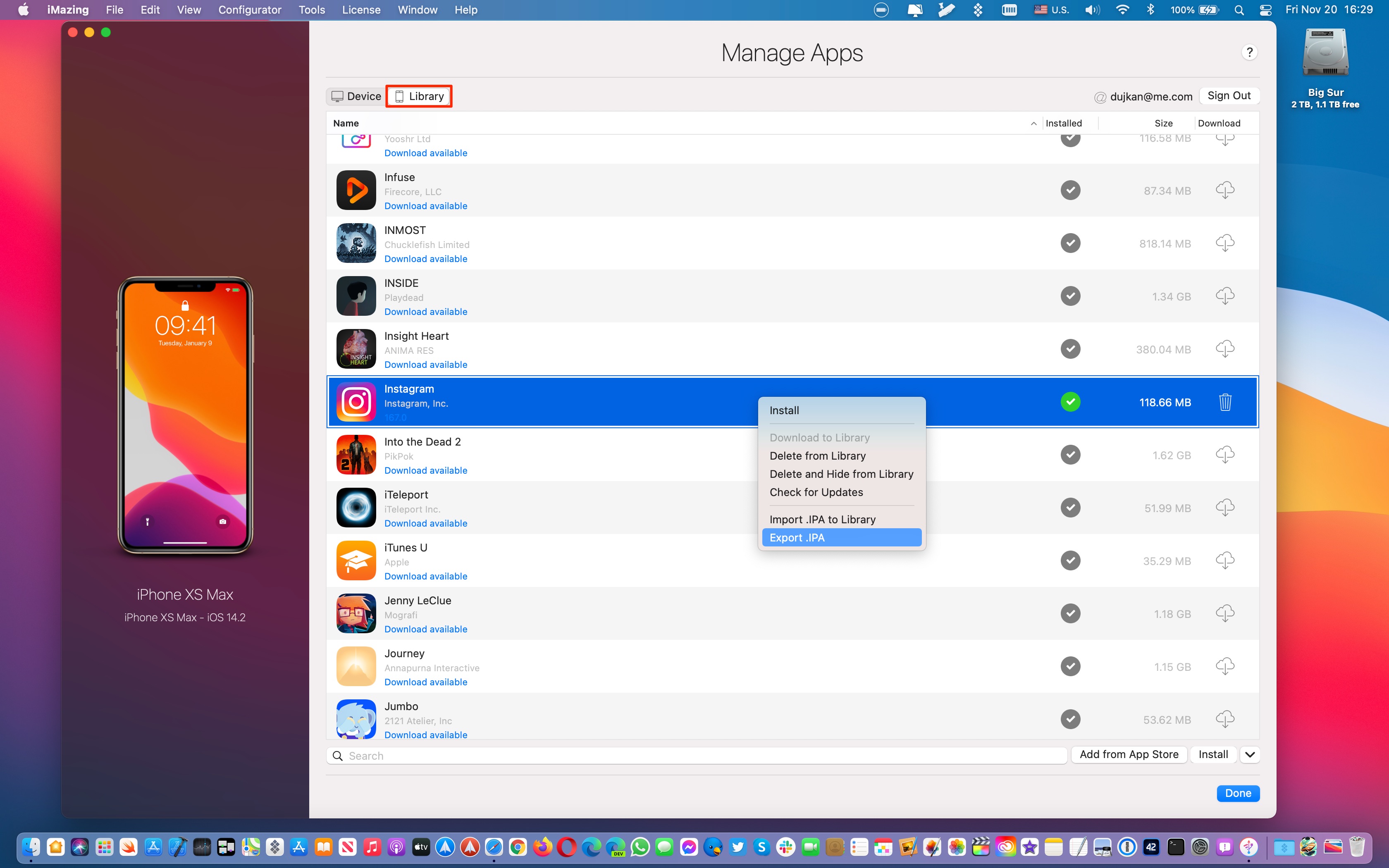 App per iPhone Mac Apple Silicon - esportazione .ipa in iMazing