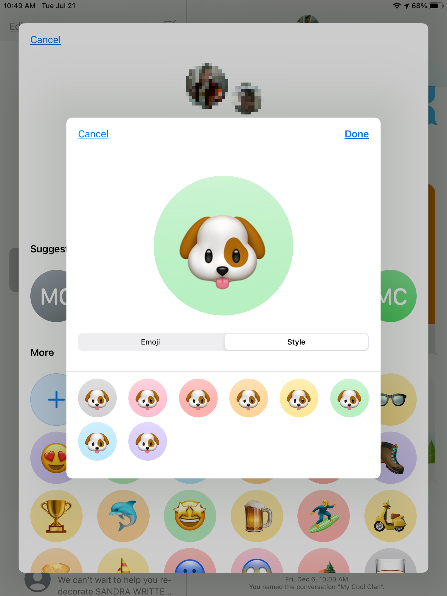 Messaggi Aggiungi iPad in stile Emoji