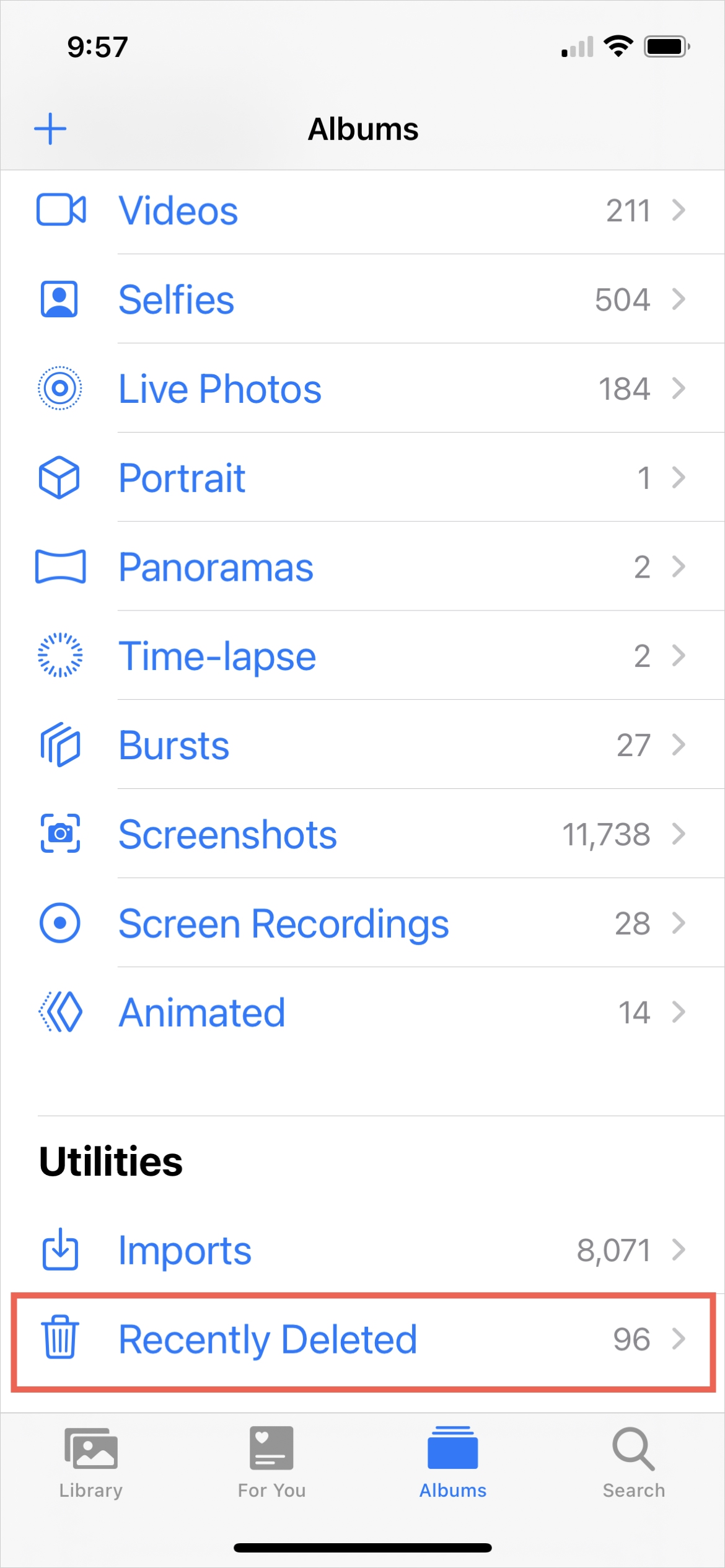 Foto eliminate di recente su iPhone