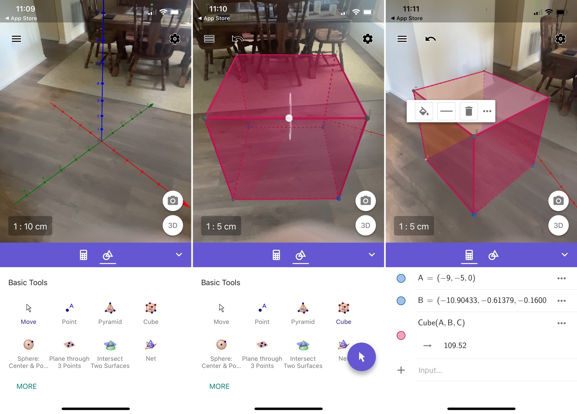 Calcolatrice 3D GeoGebra su iPhone