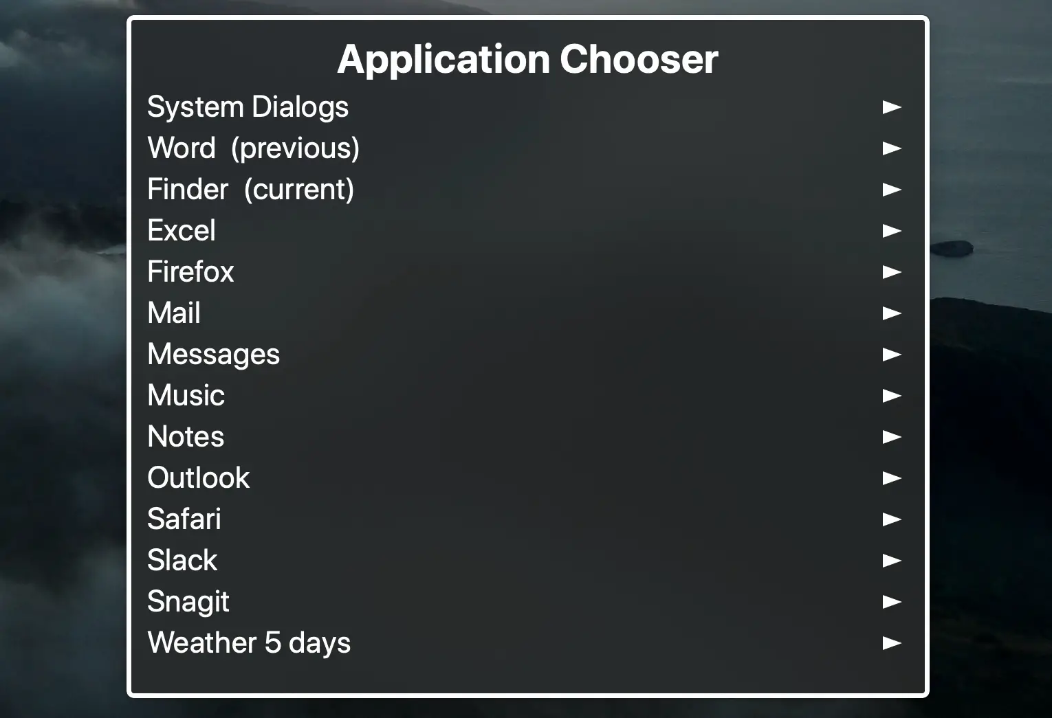 Scelta applicazioni su Mac