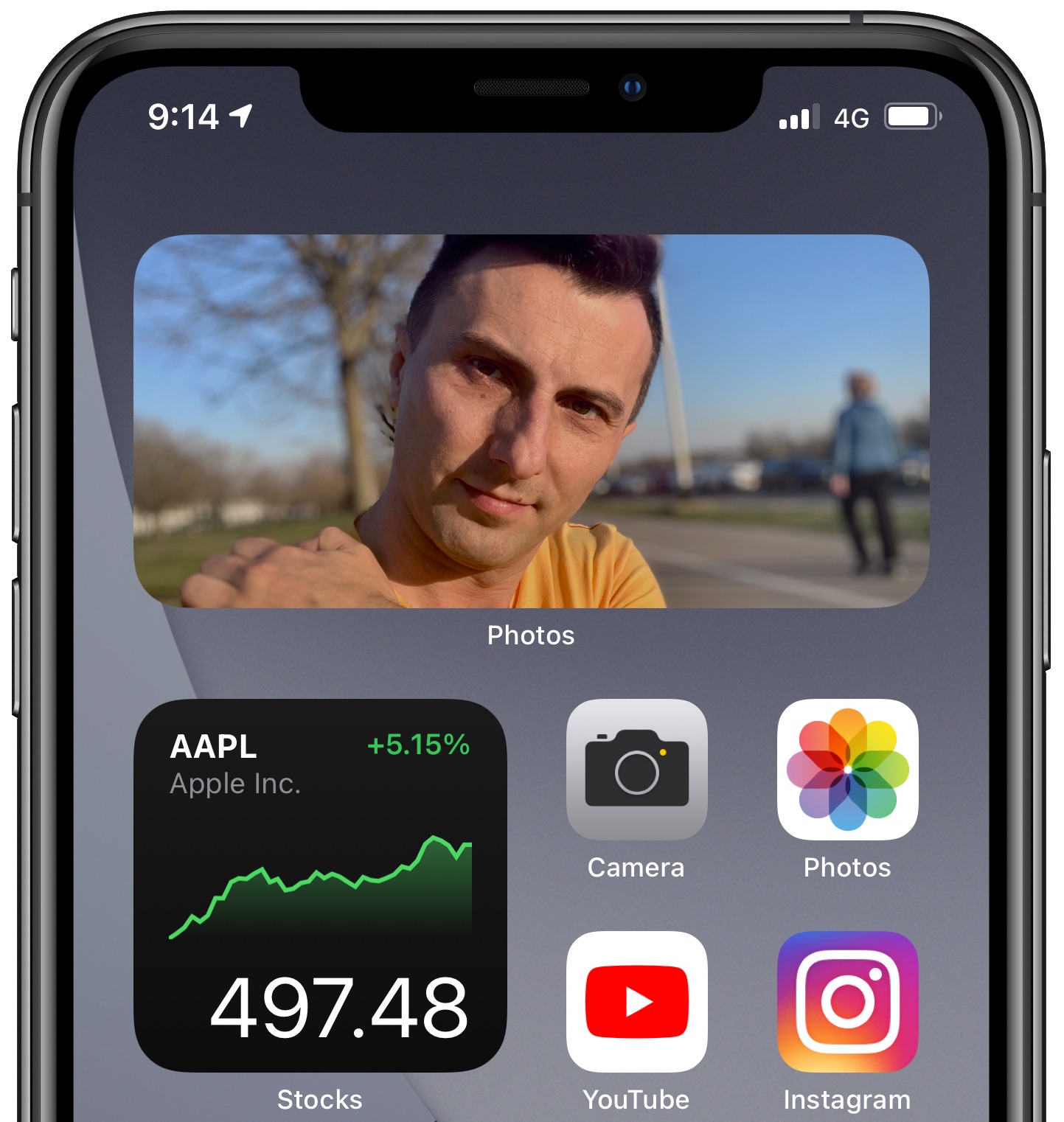rimuovi il widget delle foto delle immagini in primo piano - Schermata iniziale con il widget delle foto iPhone