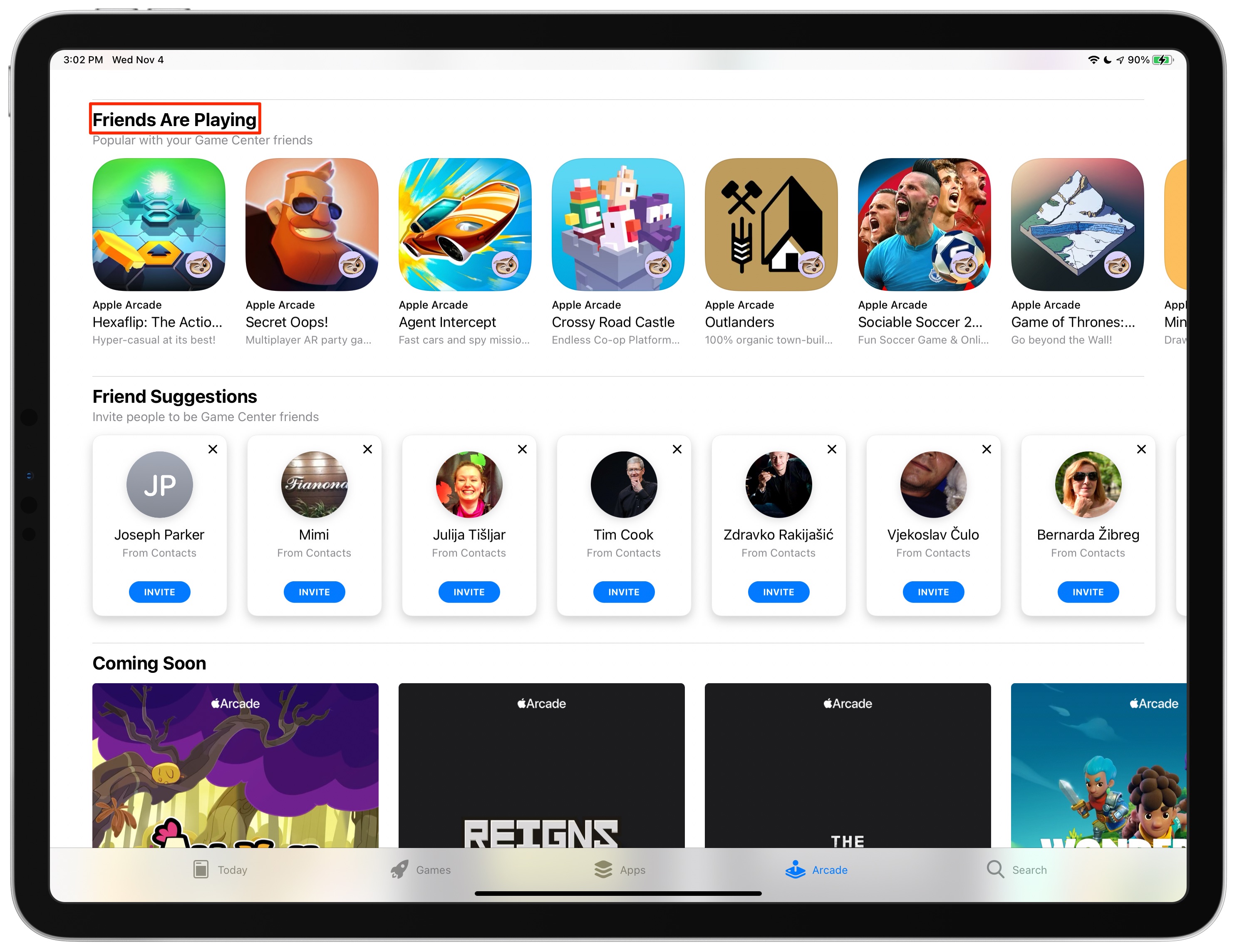 Gli amici di Apple Arcade stanno giocando - screenshot dell'iPad