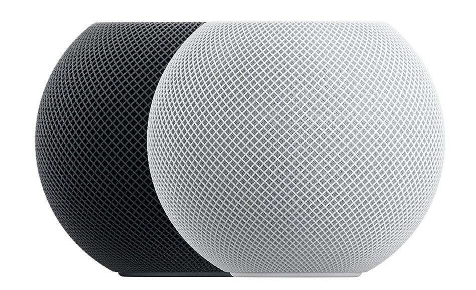 HomePod minis grigio e bianco